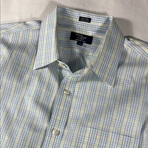 J. Crew mens light blue and yellow plaid long sleeve dress shirt - size L